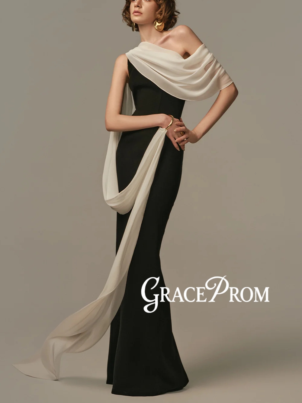 Formal Gala Wear Women - Elegant Two Tone Evening Gown Simple