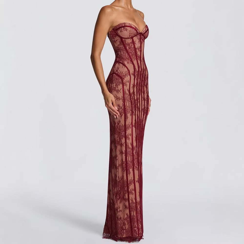 Woman Formal Wear - Strapless Bodycon Maxi Dress for Women