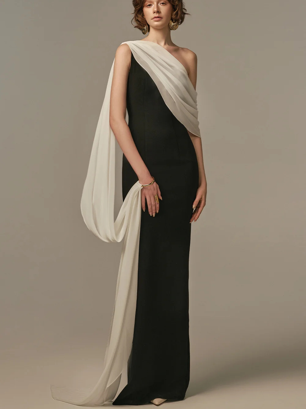 Elegant Two Tone Evening Gown  - Formal Gala Wear Women review and price