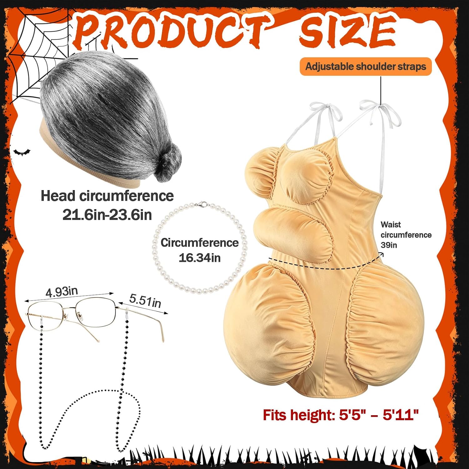 Fat Old Lady Costume Set Fake  - Pearl Necklace Set review and price