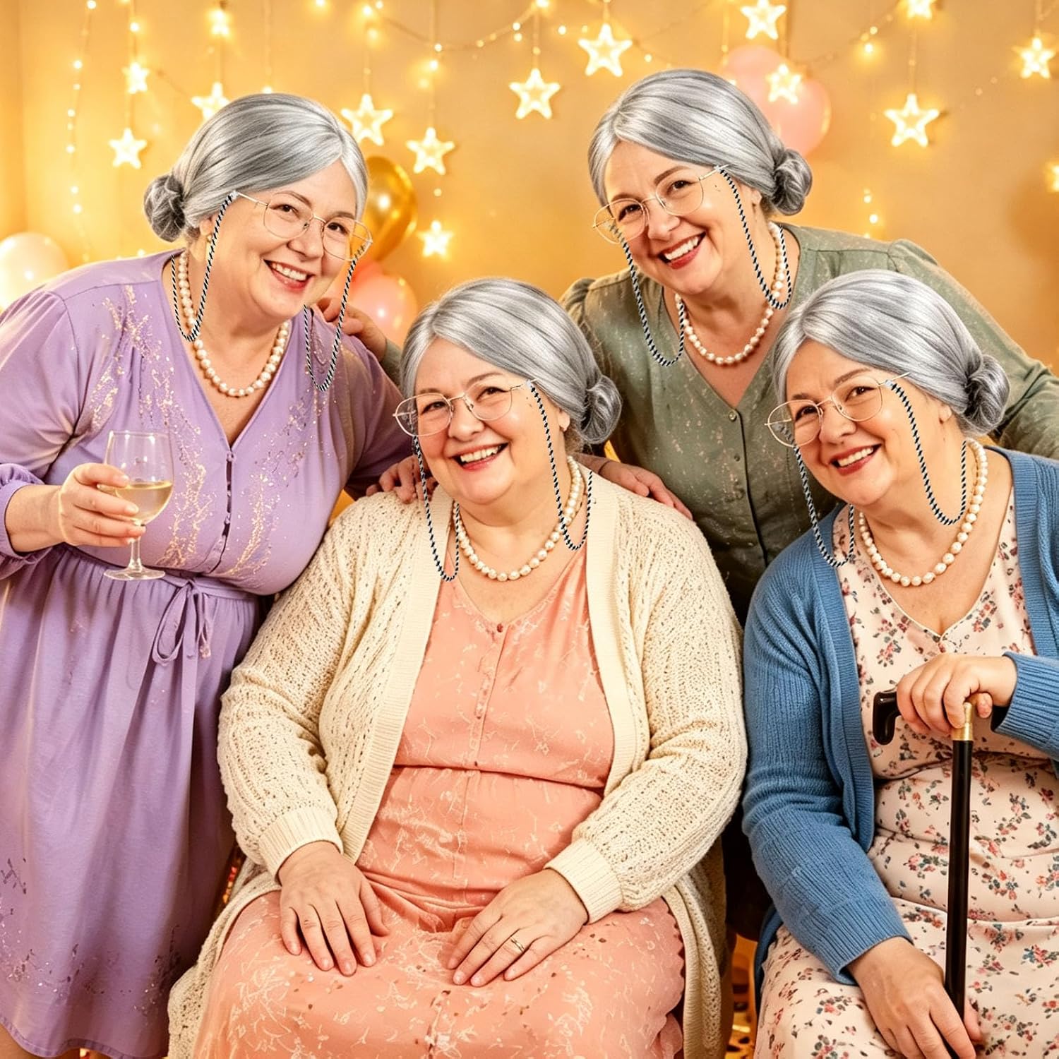 Fat Old Lady Costume Set Fake  - Pearl Necklace Set review and price