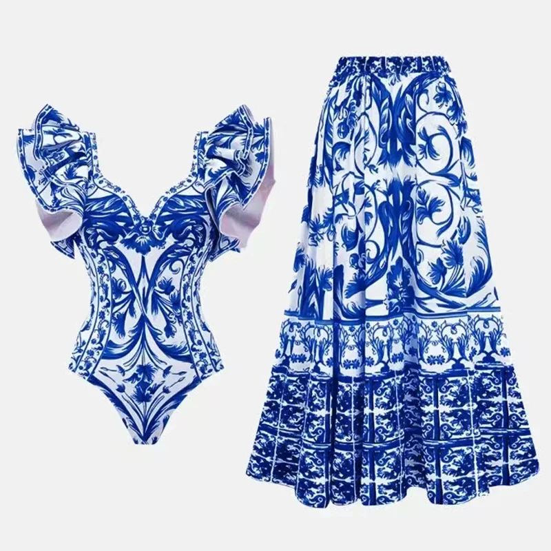 Printed One Piece Swimsuit for - Monochrome Suit Set review and price