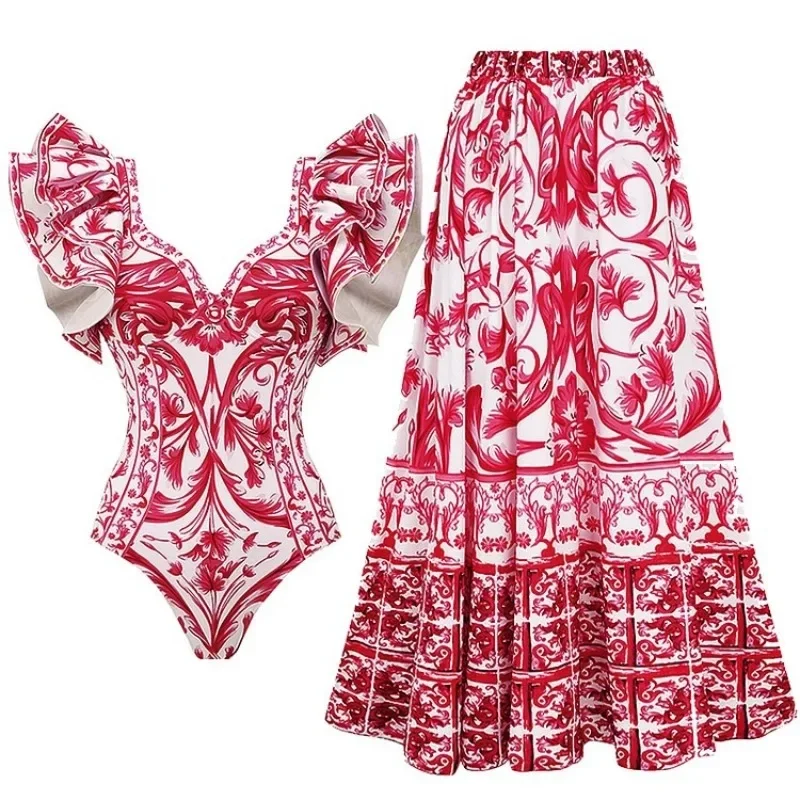 Printed One Piece Swimsuit for - Monochrome Suit Set review and price