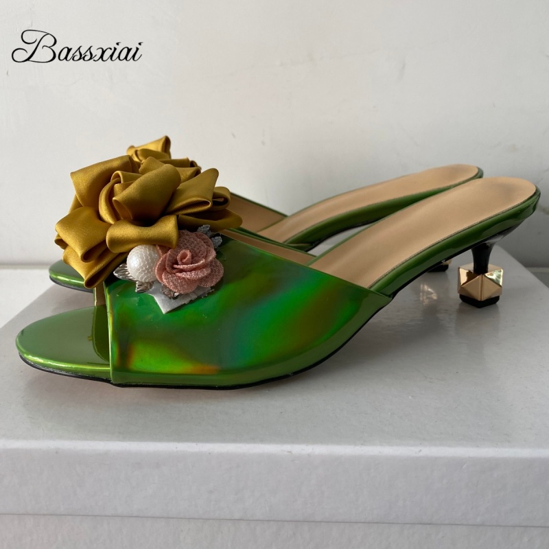 Crystal Decor Handmade Flower  - Kitten Heel Women review and price