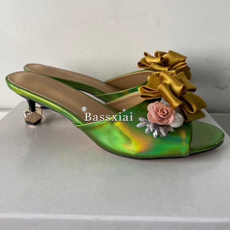 Crystal Decor Handmade Flower  - Kitten Heel Women review and price