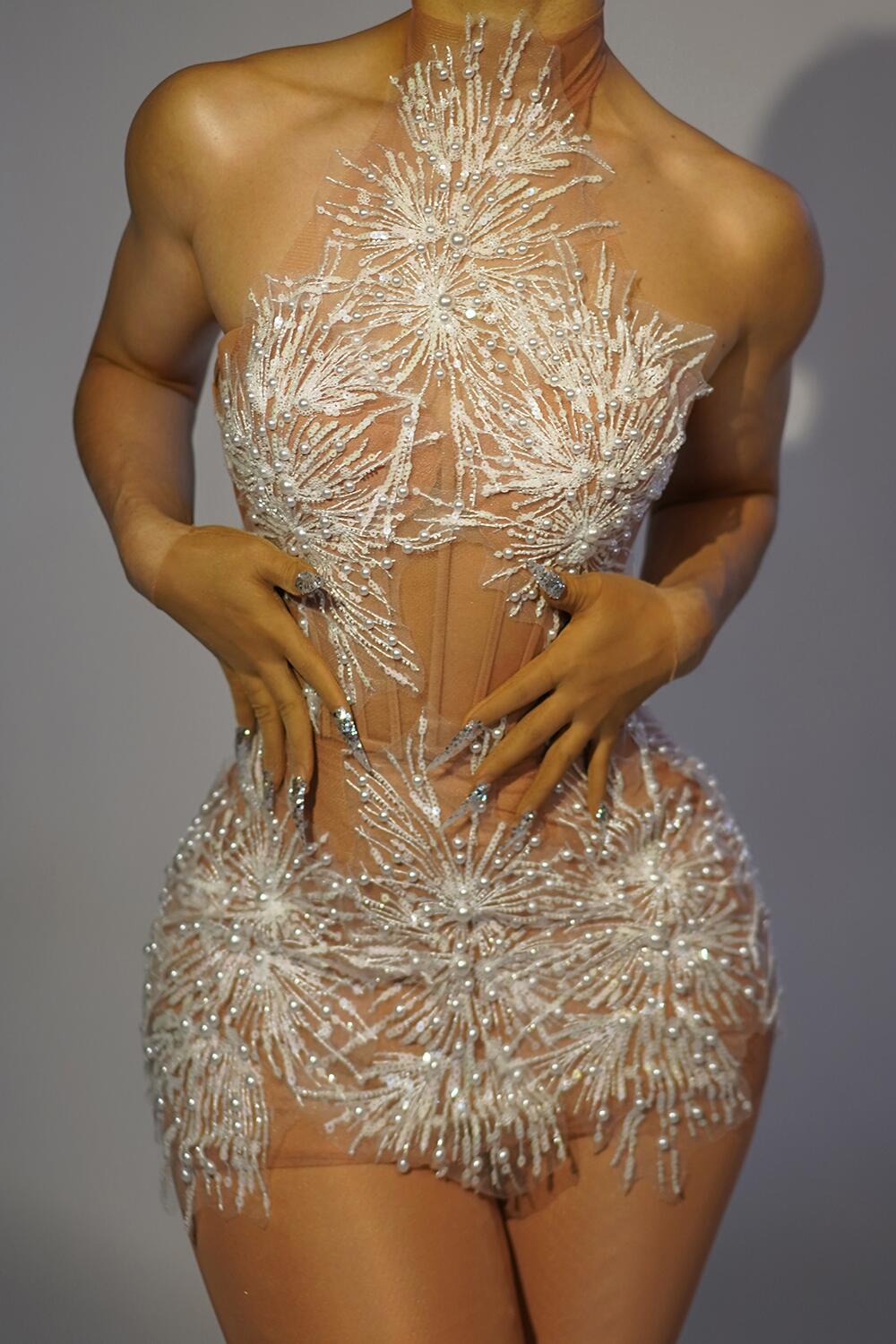 Sparkly Rhinestones Pearls Sno - Woman Formal Wear review and price