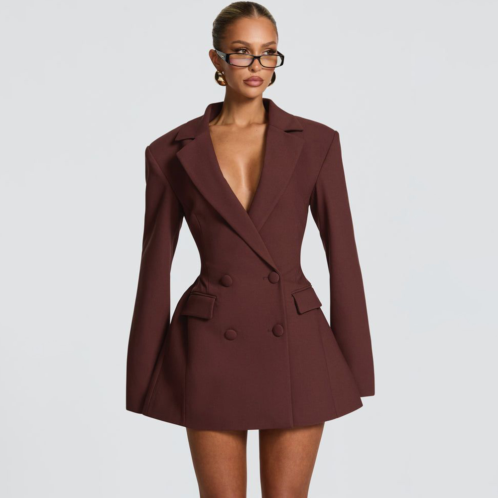 Elegant Women's Brown Flared B - Women'S Formal Jackets To Wear With Dresses review and price
