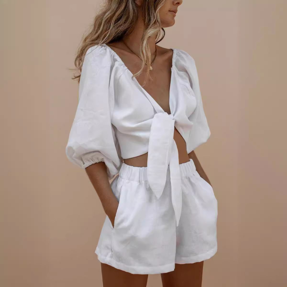 Puff Sleeve Lace Shorts Monoch - Monochrome Suit Set review and price