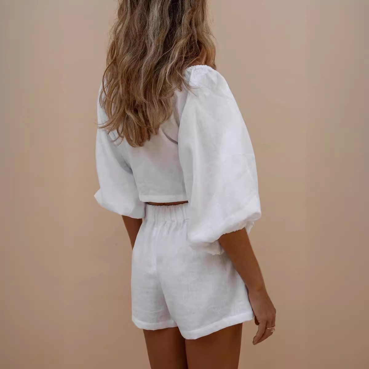 Puff Sleeve Lace Shorts Monoch - Monochrome Suit Set review and price