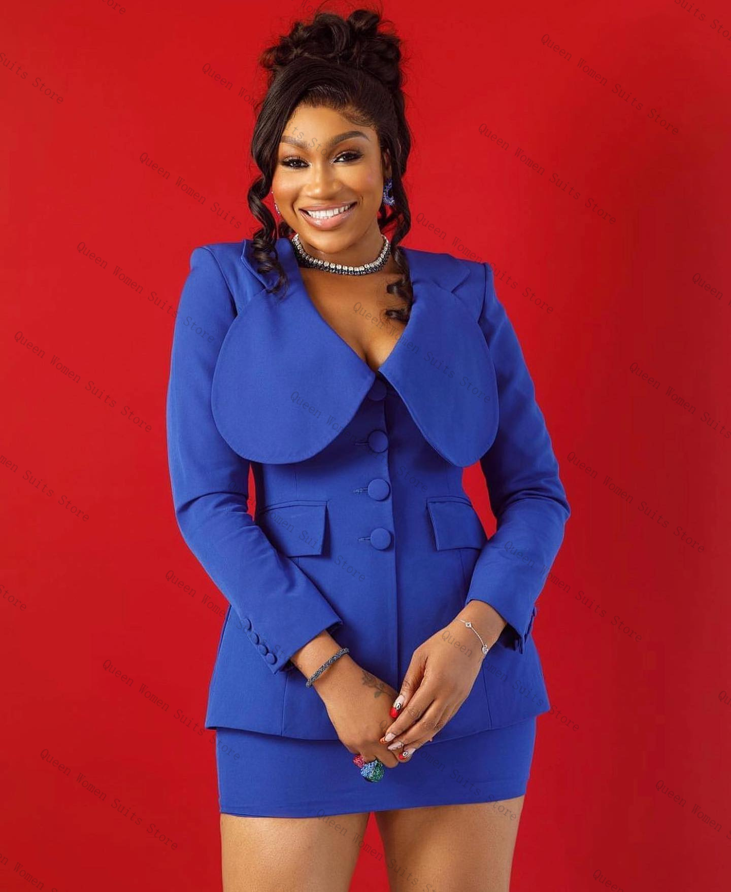 Blue Women Suit Skirt Set 2 Pi - Women'S Formal Jackets To Wear With Dresses review and price