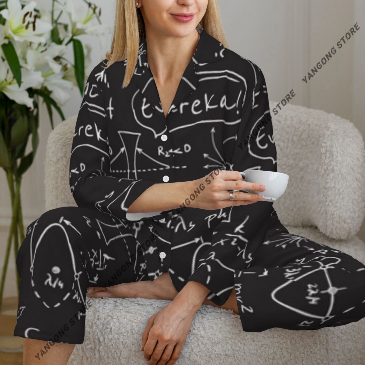 Women Sleepwear Pajamas Scienc - Monochrome Suit Set review and price