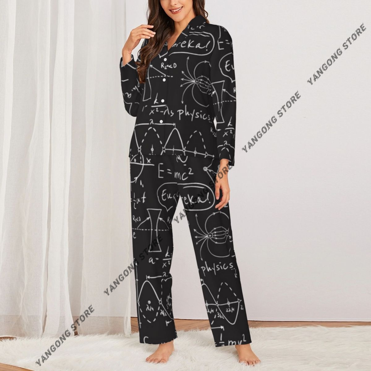 Women Sleepwear Pajamas Scienc - Monochrome Suit Set review and price