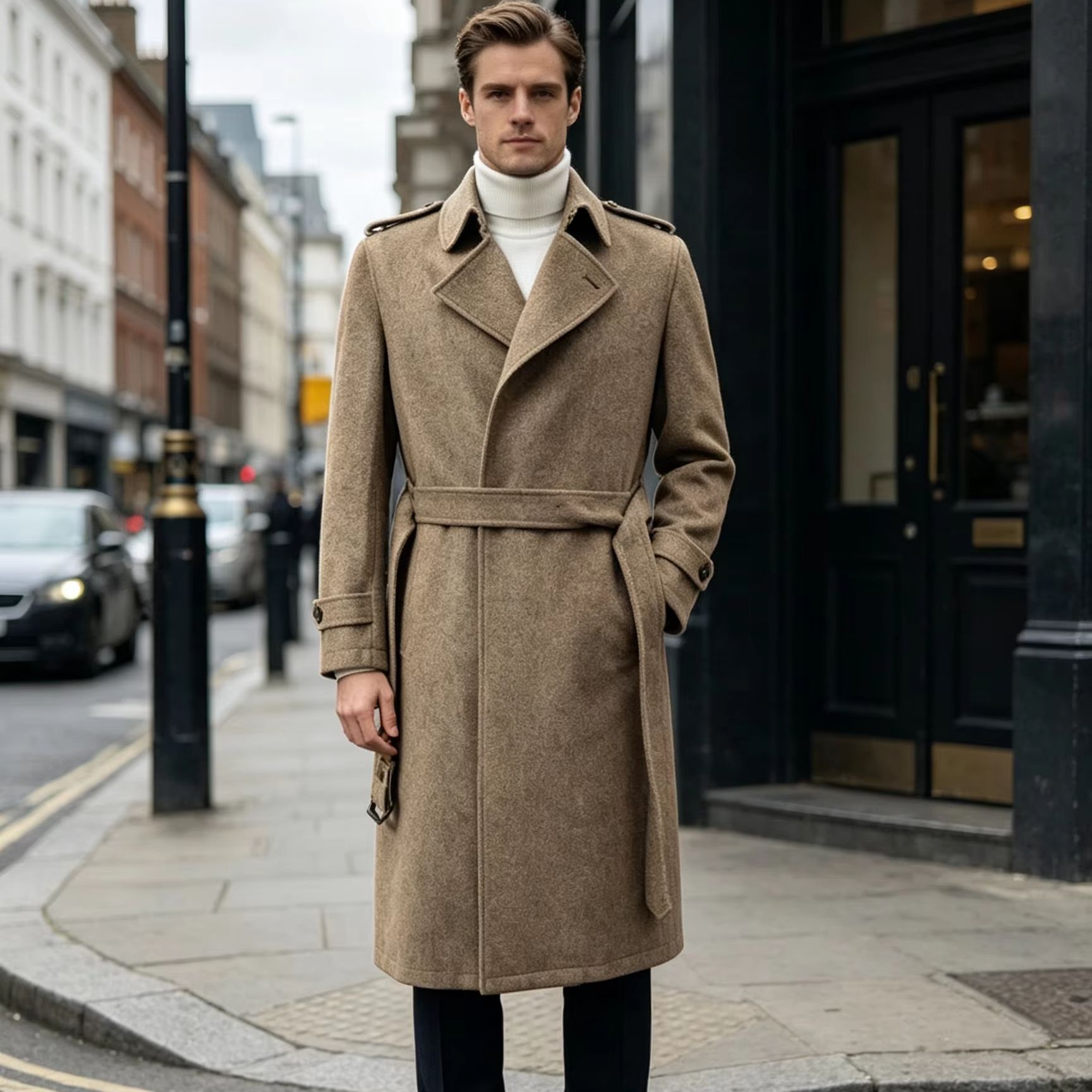 Men 100% Pure Wool Long Overco - Trench Coat Formal review and price