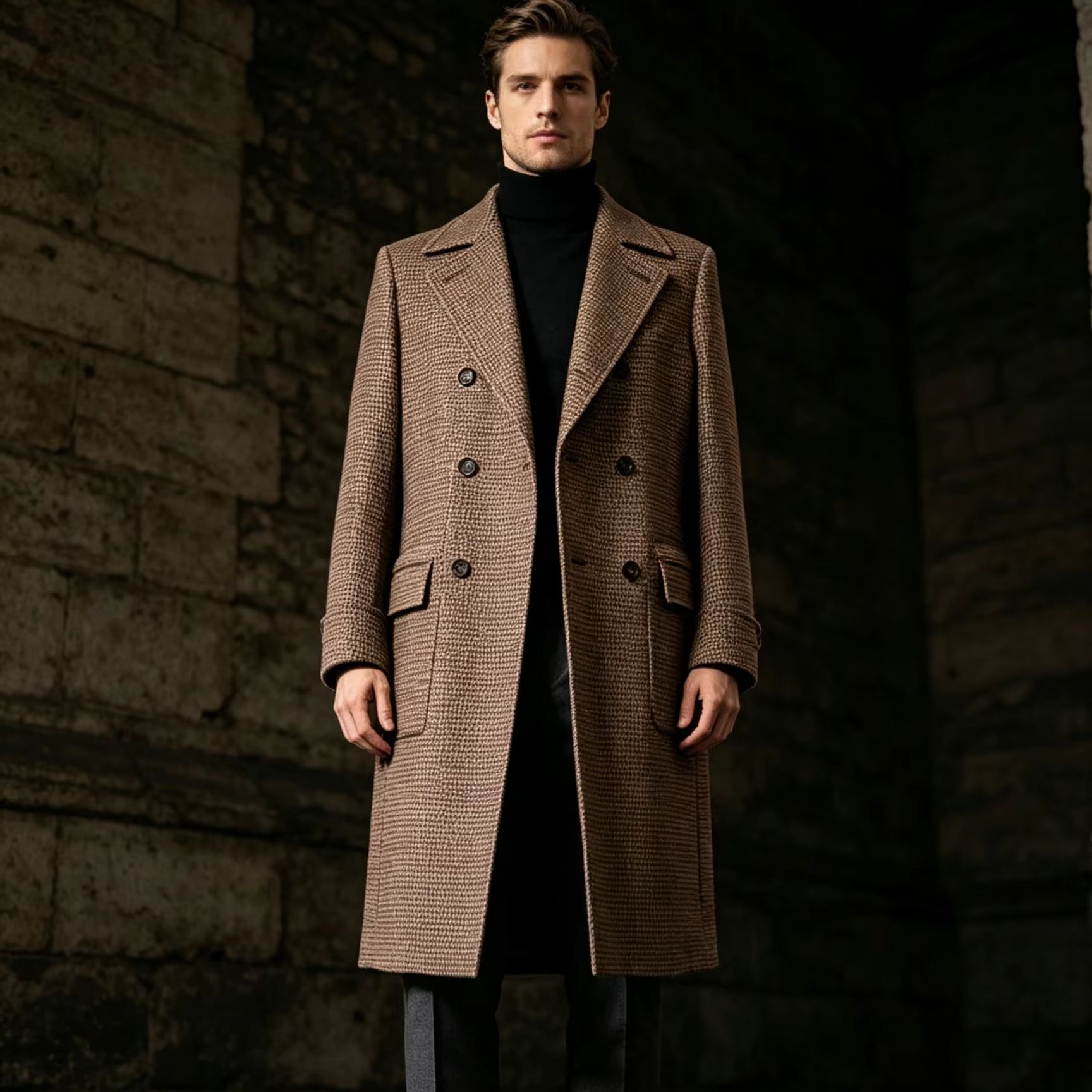 Men 100% Pure Wool Long Overco - Trench Coat Formal review and price
