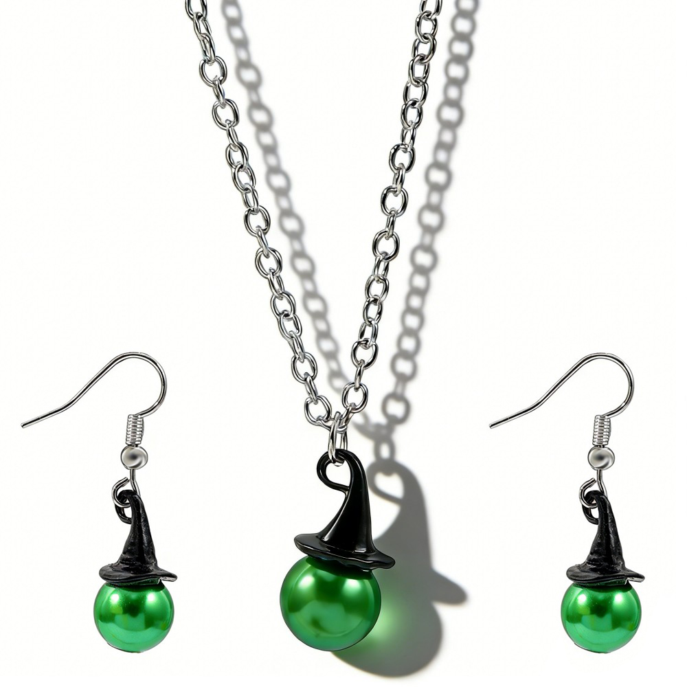 Wicked Inspired Witch Hat & Cr - Pearl Necklace Set review and price