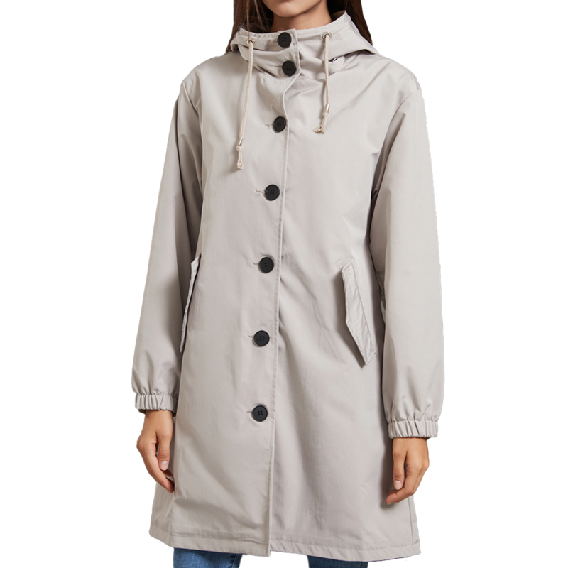Hooded Women Windbreaker Long  - Trench Coat Formal review and price