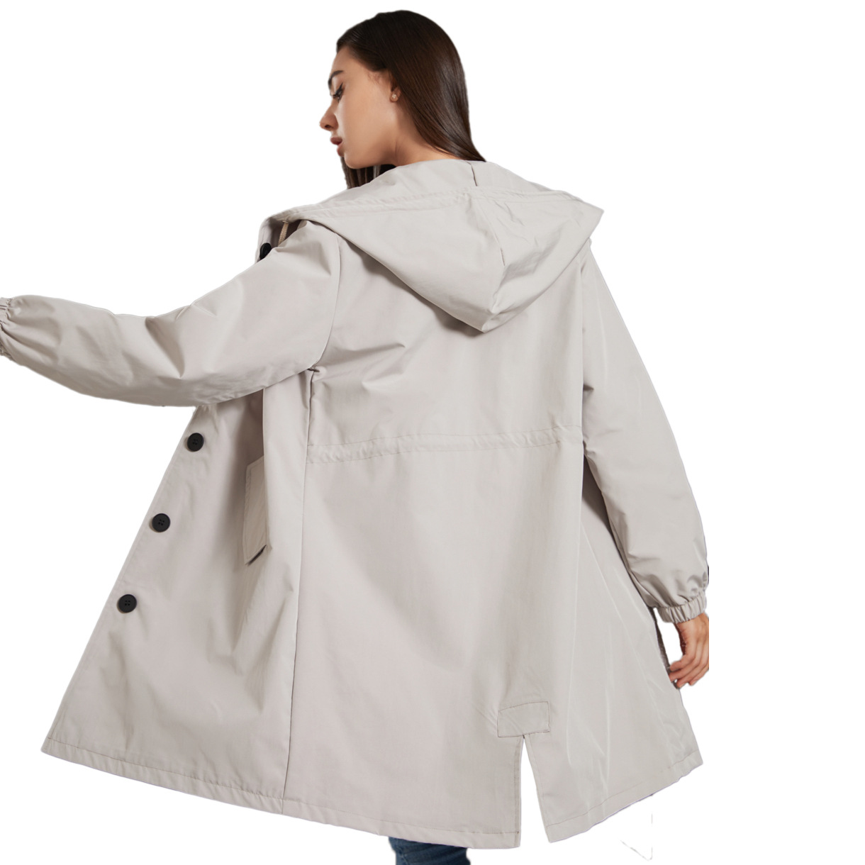 Hooded Women Windbreaker Long  - Trench Coat Formal review and price