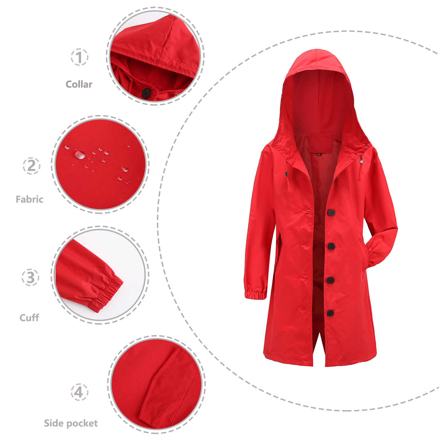 Hooded Women Windbreaker Long  - Trench Coat Formal review and price