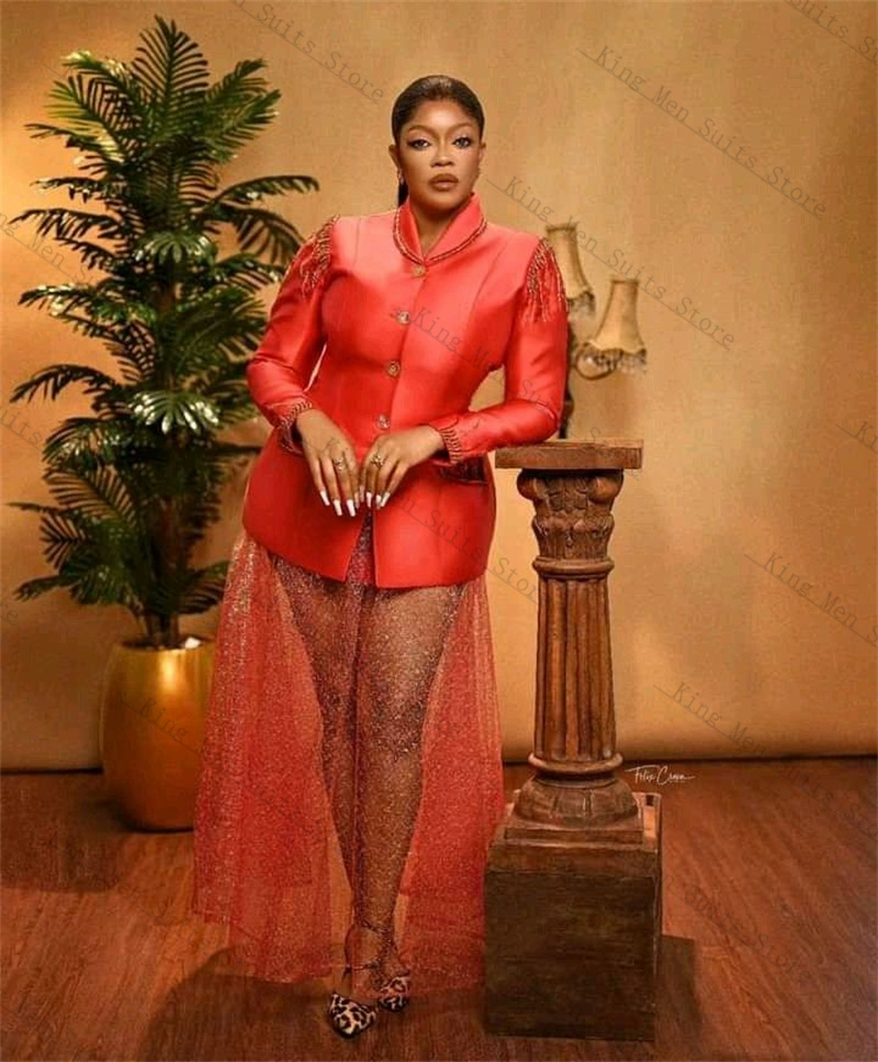 Red Satin Women Suits Set 2 Pi - Women'S Formal Jackets To Wear With Dresses review and price